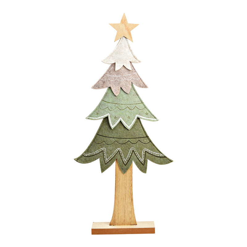 Aufsteller Tannenbaum auf Holzsockel aus Filz grün (B/H/T) 26x55x6cm