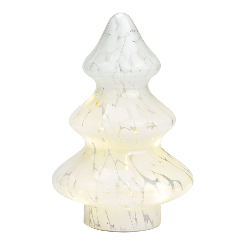 Tannenbaum mit 10er LED mit 16/8 Timer aus Glas weiß (B/H/T) 14x20x14cm, exklusive 2xAAA