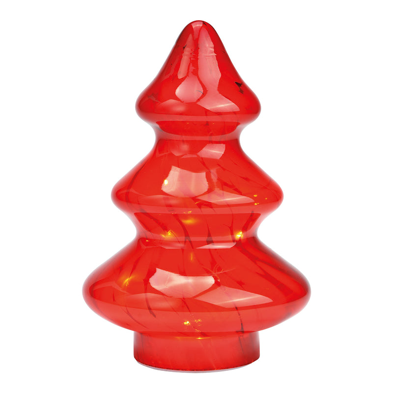 Tannenbaum mit 10er LED mit 16/8 Timer aus Glas rot (B/H/T) 14x20x14cm, exklusive 2xAAA