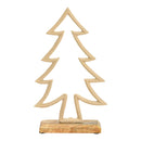 Aufsteller Tannenbaum auf Mangoholzsockel aus Metall beige (B/H/T) 16x26x5cm