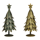 Tannenbaum aus Metall grün 2-fach, (B/H/T) 12x26x12cm