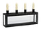 Adventskranz, Kerzenhalter auf Box aus Metall/Glas schwarz (B/H/T) 38x17x8cm