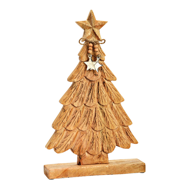 Aufsteller Tannenbaum aus Mangoholz braun (B/H/T) 25x41x6cm