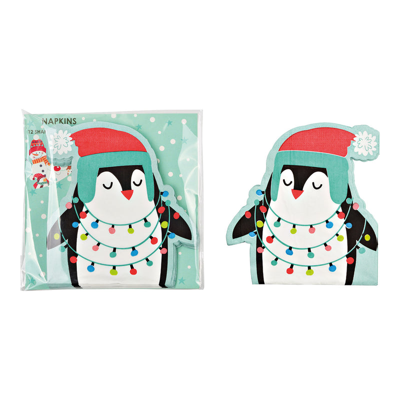 Serviette 12er 3-lagig Pinguin, Weihnachten aus Papier/Pappe bunt (B/H) 33x33cm