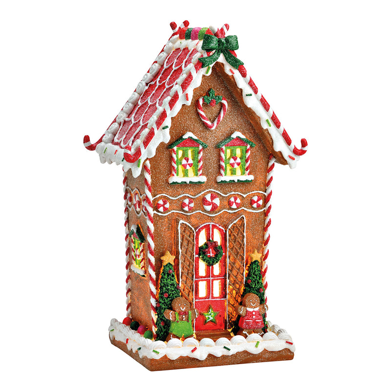 Lebkuchenhaus mit LED, exklusive 2xAAA aus Poly bunt (B/H/T) 18x31x13cm