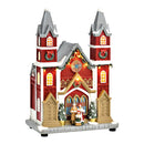 Rathaus mit LED und Sound, exklsuive 3xAA aus Poly rot (B/H/T) 19x28x12cm