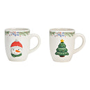 Becher, Tannenbaum, Schneemann aus Keramik bunt 2-fach, (B/H/T) 12x10x8cm 300ml