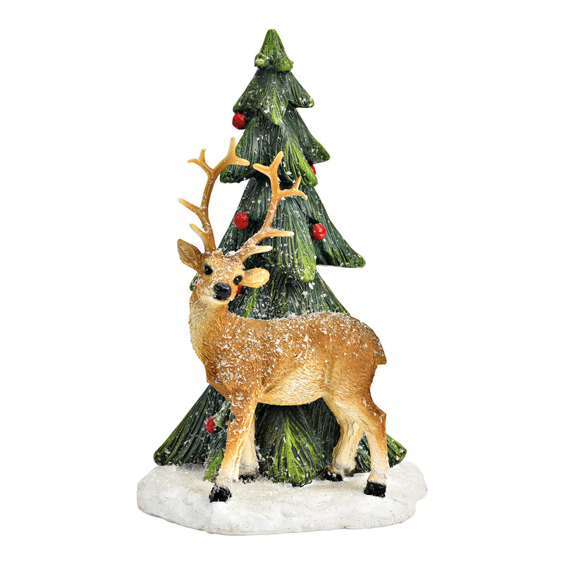 Tannenbaum mit Hirsch aus Poly bunt (B/H/T) 12x20x12cm