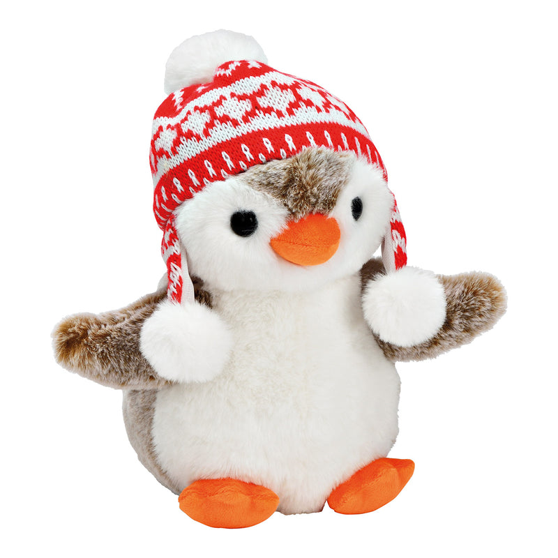 Pinguin mit Wintermütze aus Plüsch braun (B/H/T) 24x23x16cm