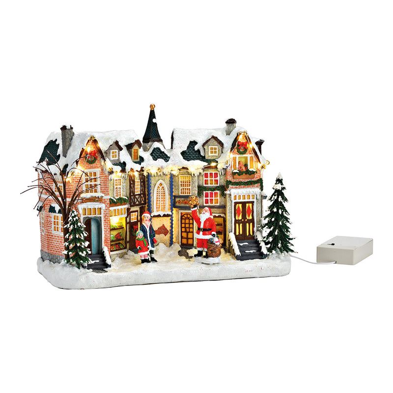 Winterszene Marktplatz mit Nikolaus mit LED Licht aus Poly bunt (B/H/T) 28x19x13cm Batteriebetrieb 3xAA nicht enthalten