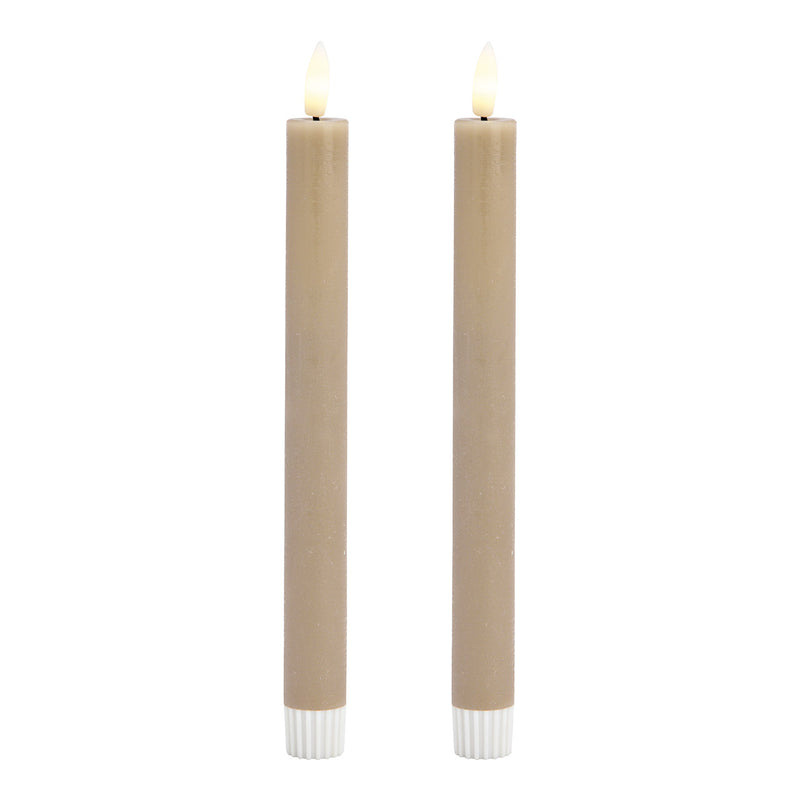 LED Stabkerzen Set 2-er Set, aus Wachs beige (B/H/T) 2x24x2cm Batteriebetrieb 2xAA nicht enthalten