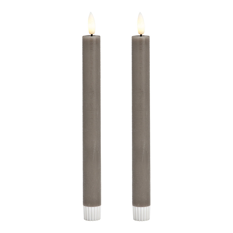 LED Stabkerzen Set 2-er Set, aus Wachs taupe (B/H/T) 2x24x2cm Batteriebetrieb 2xAA nicht enthalten