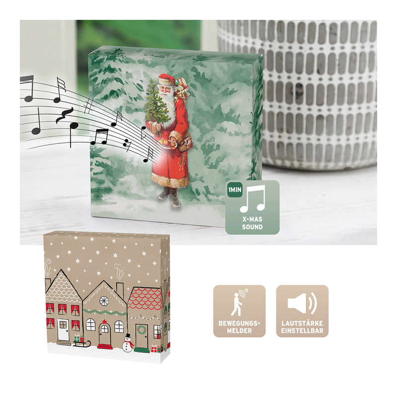 Soundbox Weihnachten 2 verschiedene Sounds, Bewegungsmelder, 3xAA nictht enthalten aus Papier/Pappe bunt 2-fach, (B/H/T) 12x12x3,5cm