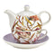 Teekannen Set Magnolie-Blumen Dekor 3-er Set, aus Porzellan lila (B/H/T) 15x16x15cm 400ml/250ml