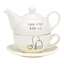 Teekannen Set, Tea just for me, 3-er Set, aus Porzellan weiß (B/H/T) 15x16x15cm 400ml/250ml