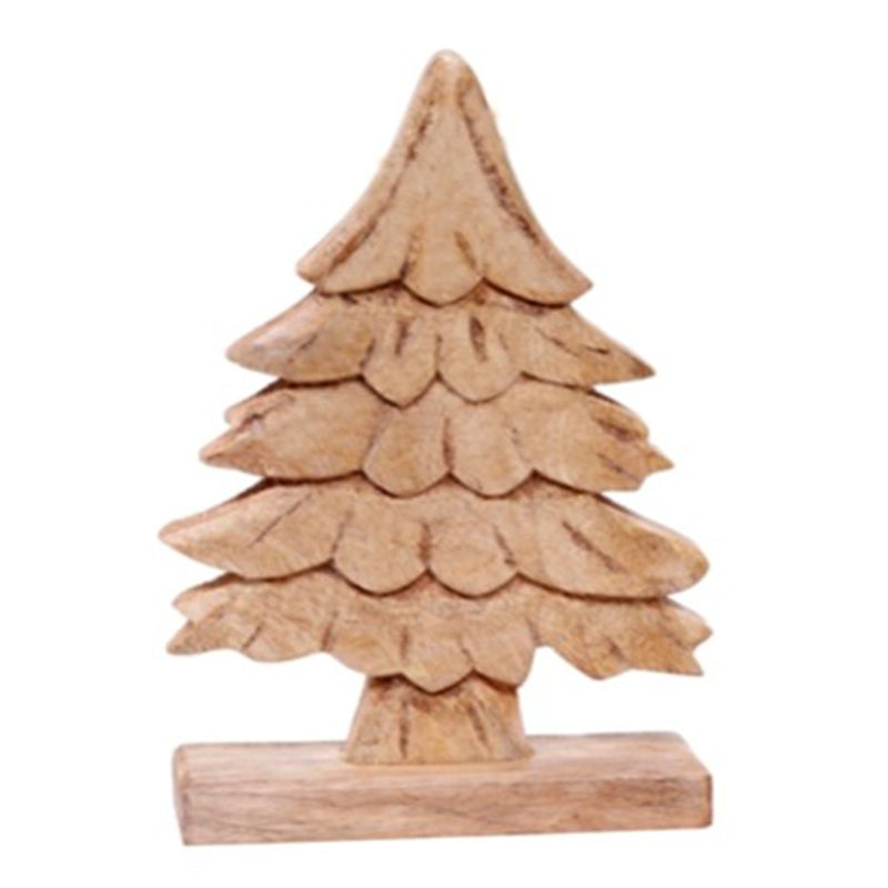 Aufsteller Tannenbaum aus Mangoholz natur (B/H/T) 18x28x6cm