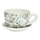 Blumentopf Tasse Blumen Dekor aus Keramik, Bunt (B/H/T) 25x14x23cm