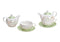 Teekannen Set Blumendekor aus Porzellan Weiß 3er Set, (B/H/T) 16x15x15cm 450ml, Tasse, 200ml