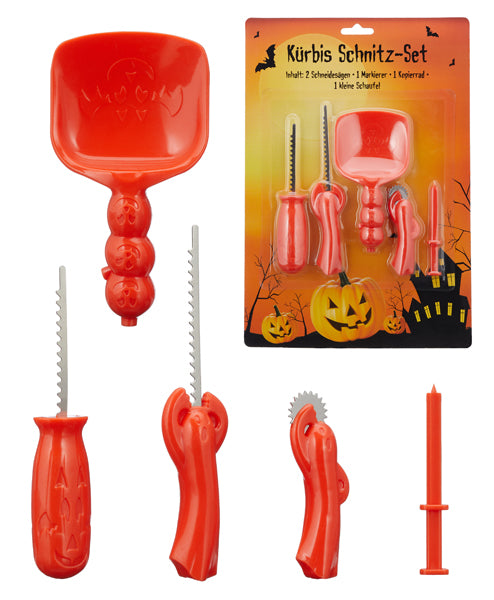 Kürbis Schnitz-Set 5-tlg., orange 