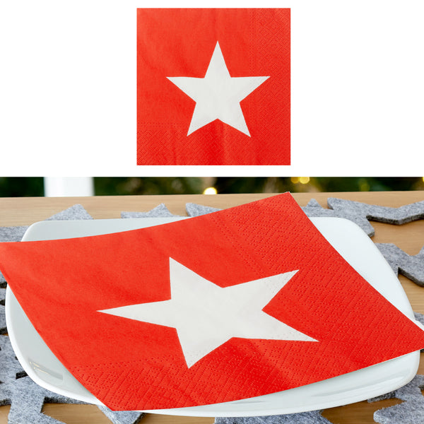 Servietten "Star", Basic, ROT, 20er Pack