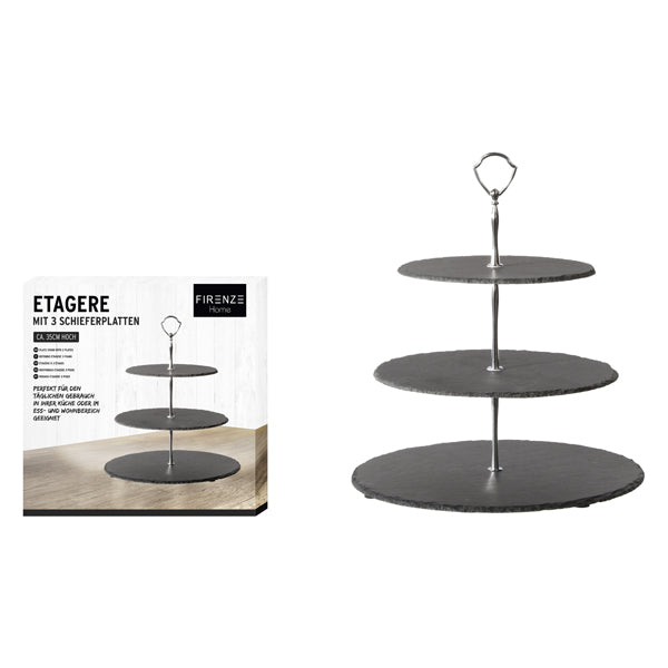 Etagere "Schiefer", mit 3 Platten, ca. 35 cm