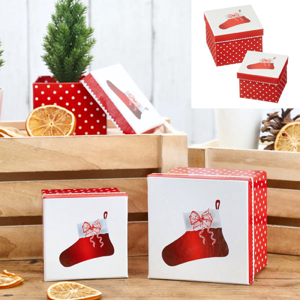 Boxenset Weihnachtssocke, quadratisch, 2er Set