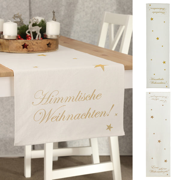 Tischläufer Weihnachten, 2/s, gold, ca.40x160cm