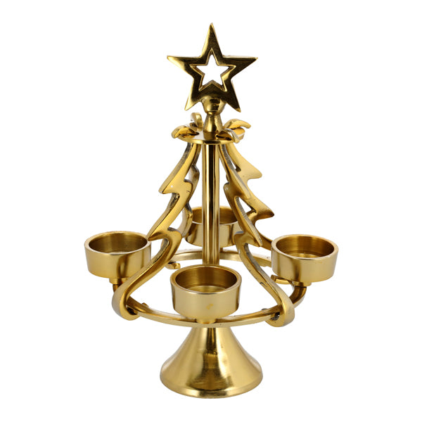 Adventsleuchter, gold, Tannenbaum, S, ca. 28cmH