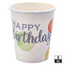 Becher Happy Birthday Punkte, 8er Set, 250ml