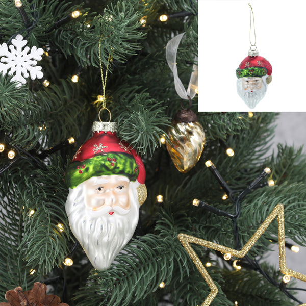 Christbaumschmuck Weihnachtsmann, Glitzer, Glas,ca.10cmH