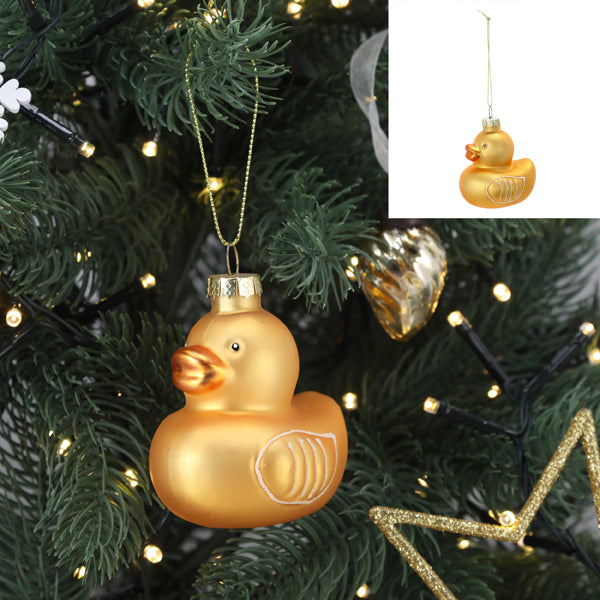 Christbaumschmuck Ente, gold, Glitzer, Glas, 7,5cmH