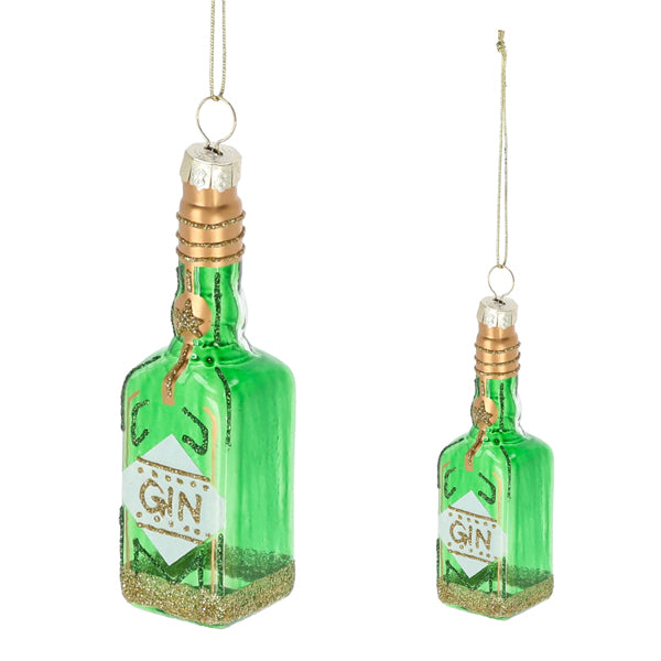 Christbaumschmuck Gin Flasche, Glitzer, Glas, ca.10cmH