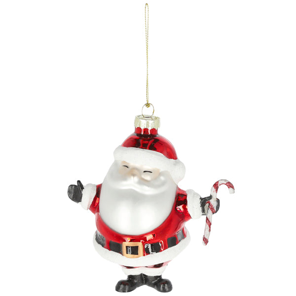 Christbaumschmuck Santa mit Zuckerstange, Glas, ca.12cmH