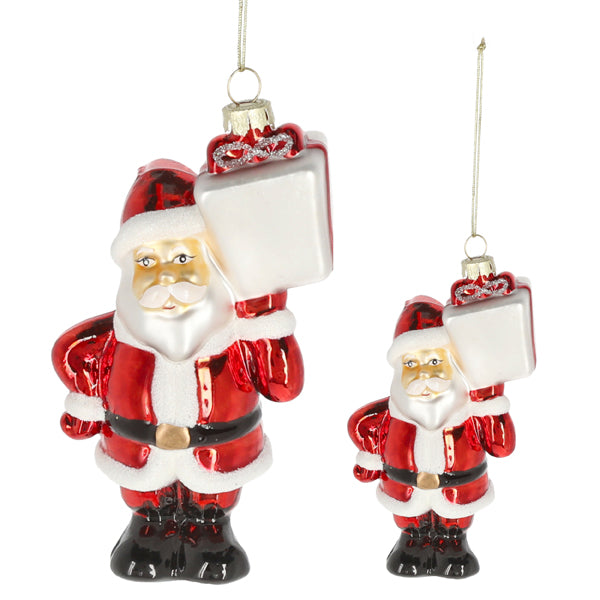 Christbaumschmuck Santa mit Geschenk, Glas, ca.13cmH