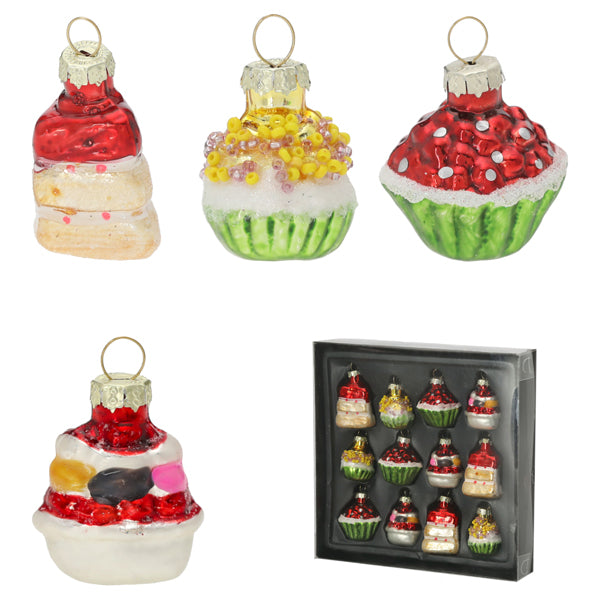 Christbaumschmuck Kuchen, 12er Set, in Showbox