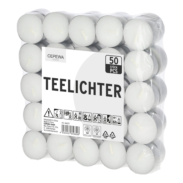 Teelichter weiß, 50iger Pack