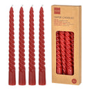 Stabkerze Twisted, Rot, klein, 4er Set, ca.20cmH