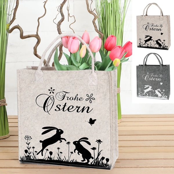 Filz Tasche mit Henkel, Frohe Ostern, 2/s, L,ca.30x30cm