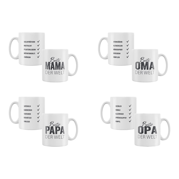 Becher Mama/Papa/Oma/Opa, 4/s, 9,5cm