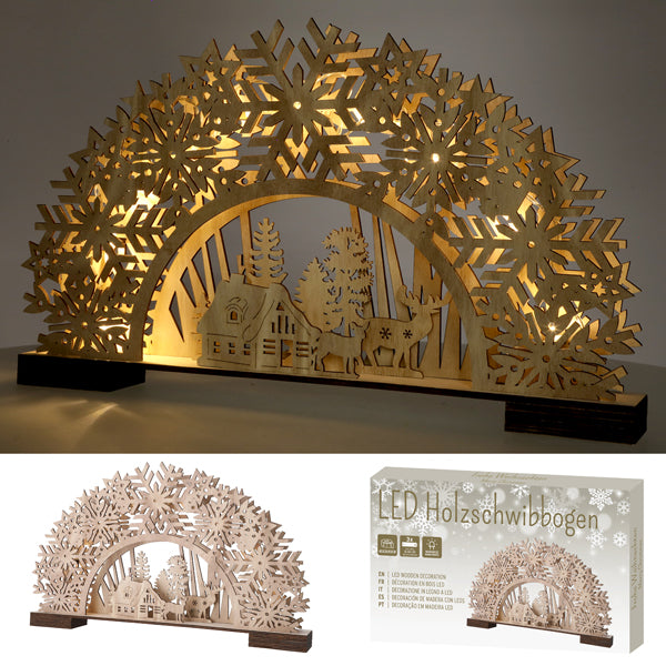 LED Holzschwibbogen, natur, ca. 45cmB