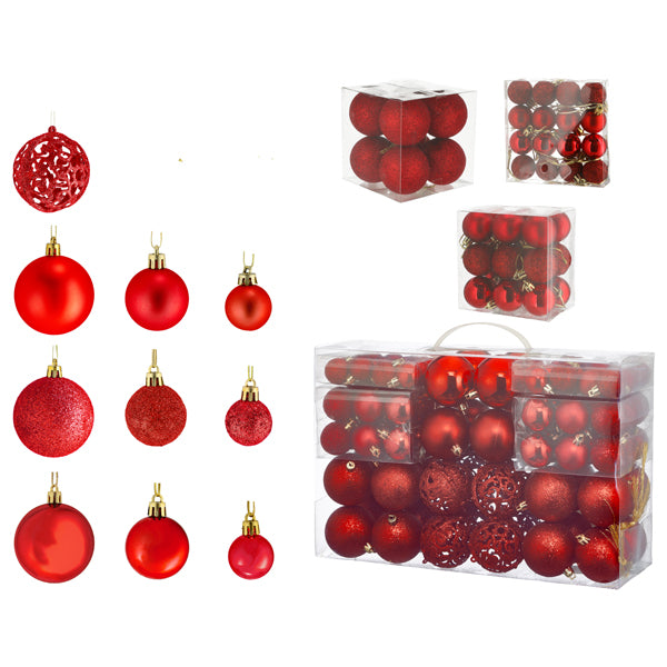 Christbaumkugel Sortiment, 100er Set, rot