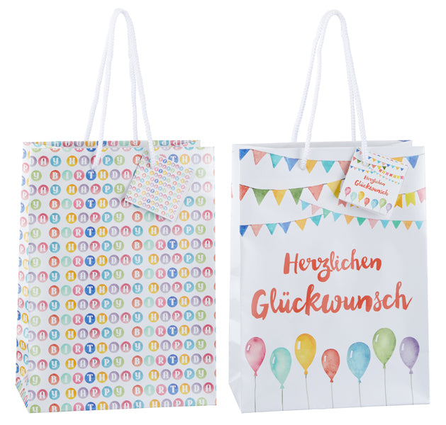 Geschenktüte "Geburtstag", 2/s, M, ca. 23cmH