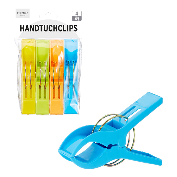 Handtuchclip, bunt, 4er Set, ca. 12cmL