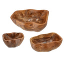 Teak Holz Schale, 3er Set, ca. 33x24x13cm 