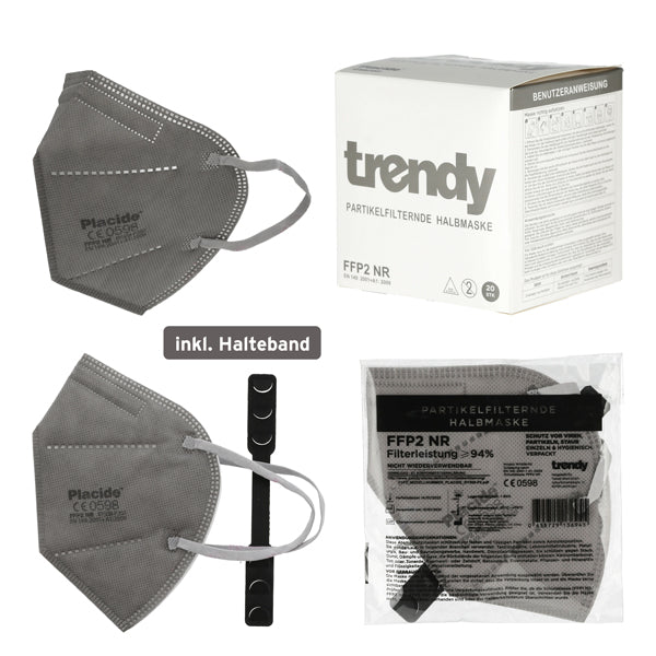 FFP2 NR Maske, GRAU, Marke: Trendy