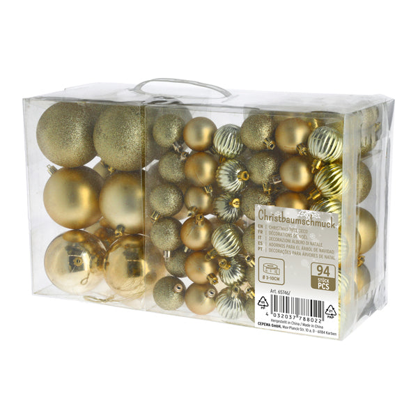 Christbaumkugel Mix, 94er Set, gold