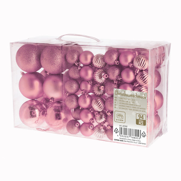 Christbaumkugel Mix, 94er Set, rosa