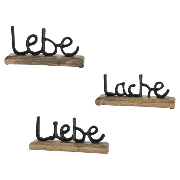 Schriftzug Lebe, Liebe, Lache, schwarz, 3/s, ca. 23cmB