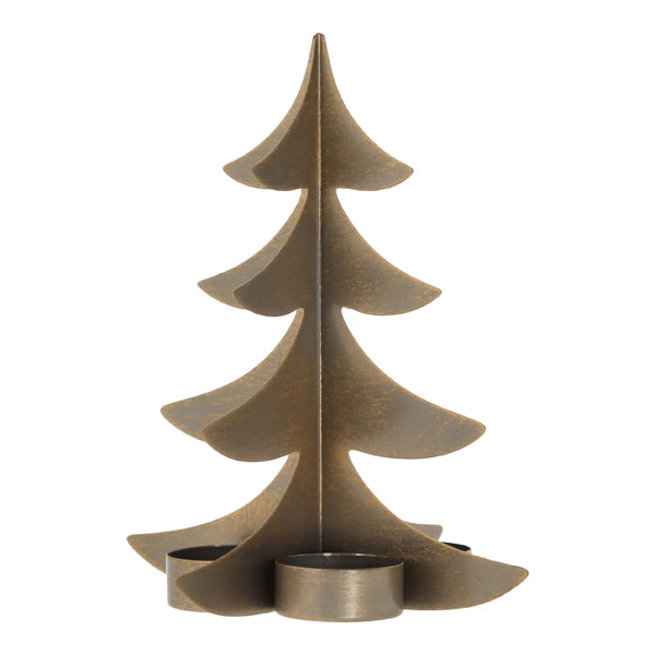 Teelichthalter Weihnachtsbaum Metall,gold, 19cmH