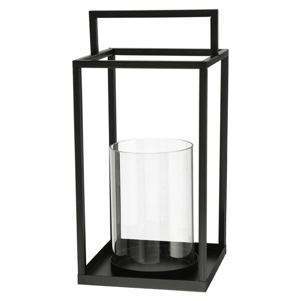 Laterne Windlicht mit Glas, mit Henkel, 31cmH